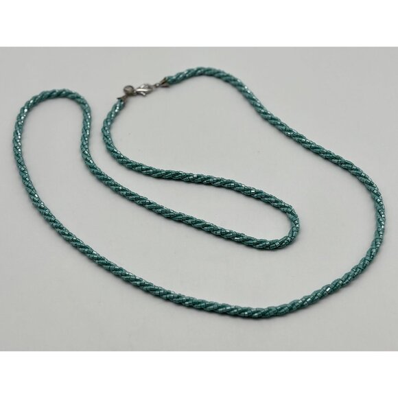 Vintage Nolan Miller Long Necklace 2 Twisted Strands Light Blue Glass Beads, 37" - Picture 8 of 11